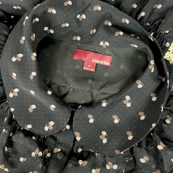 Line & Dot Ruffled Chiffon Peplum Top Size Small - Picture 5 of 6